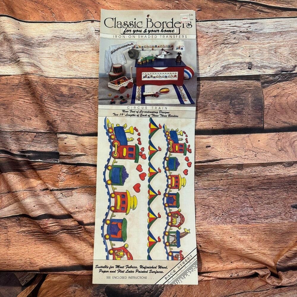 Vintage Backstreet Designs Circus Train Iron-On Shaded Transfers BS2059 NEW